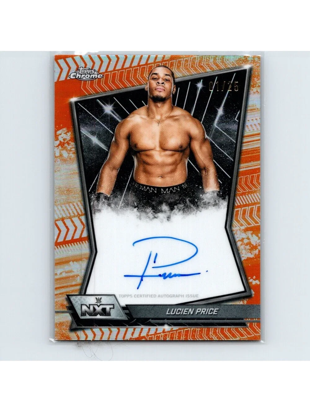 2026 Topps Chrome WWE - Lucien Price NXT Chrome Auto NXT-LUC - Orange #'d 01/25